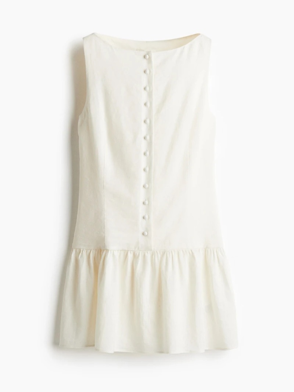 H&M Cream Drop Waist Linen Dress
